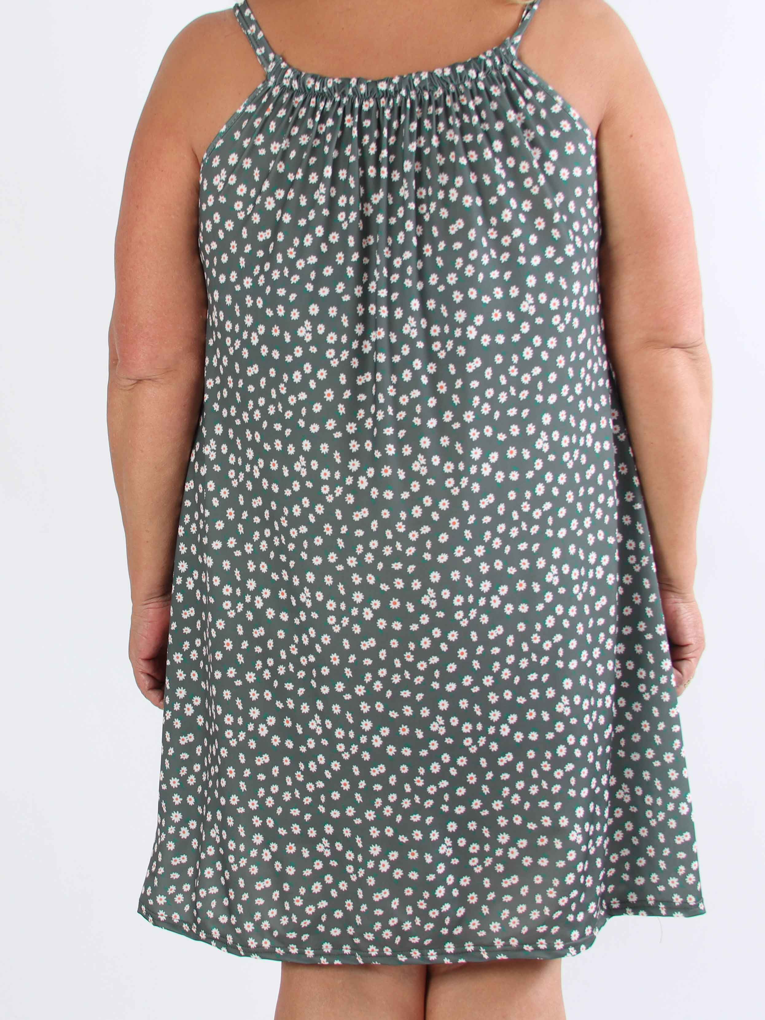 SunLove Small Flower - Elastisk plus size kjole med blomsterprint